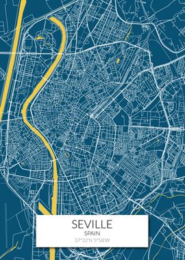 Seville Map Blue Yellow