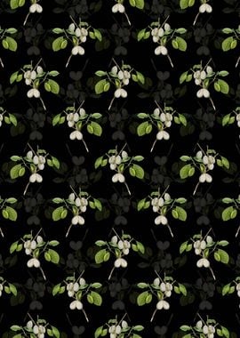 Black Floral Plum Pattern