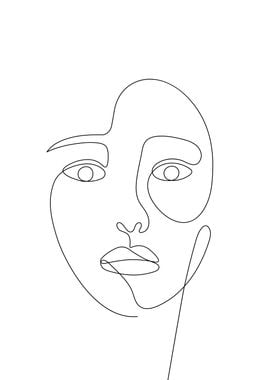 Girl face single blackline