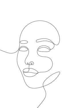 Female face one line art