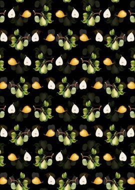 Black Floral Pear Pattern