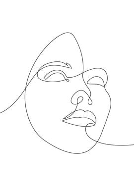 Woman Face expression line