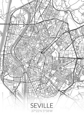 Seville City Map White