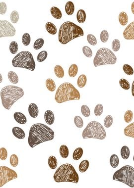 Brown doodle paw prints