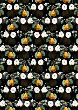 Black Floral Pear Pattern