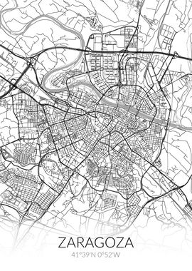 Zaragoza City Map White