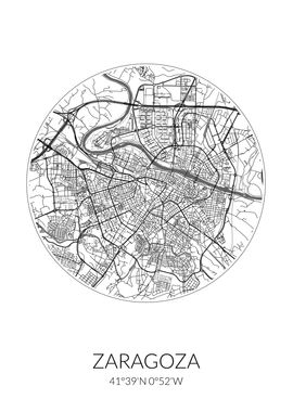 Zaragoza City Map White