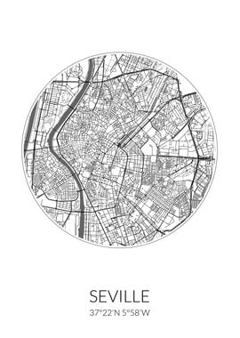 Seville City Map White