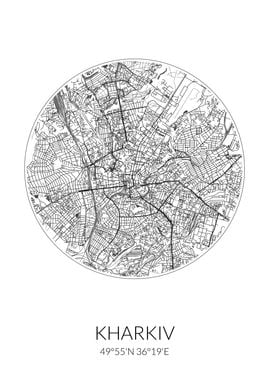 Kharkiv City Map White