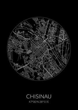 Chisinau City Map Black