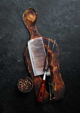 Chopping board  knife