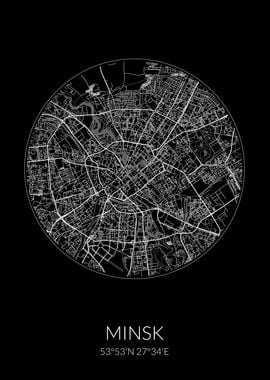 Minsk City Map Black