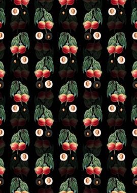 Black Floral Peach Pattern