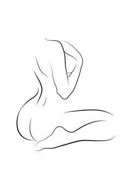 Nude woman line Art