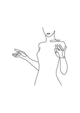 Woman body one line art