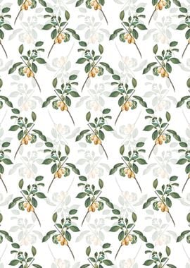 White Floral Plum Pattern