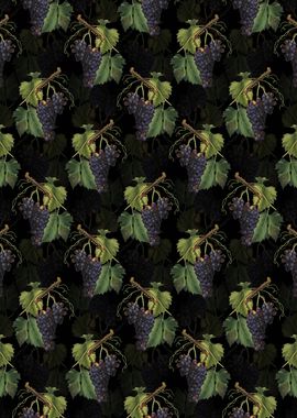 Floral Black Grape Pattern