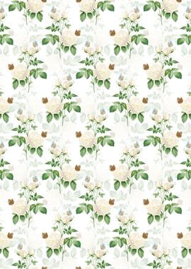 White Bengal Rose Pattern