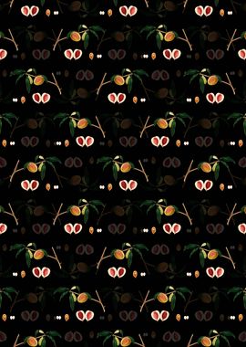 Black Floral Peach Pattern