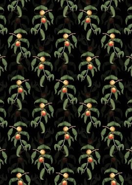 Black Floral Peach Pattern