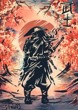 Samurai Painting in moon