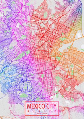 Mexico City Map Colorful