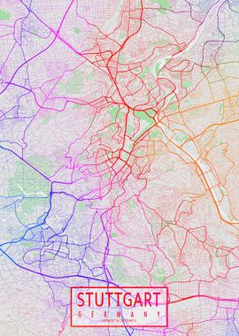 Stuttgart Map Colorful