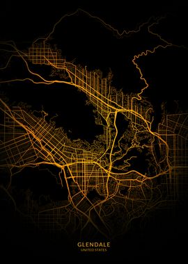 Glendale City Map Gold