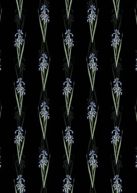 Floral Blue Iris Pattern