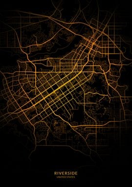 Riverside City Map Gold