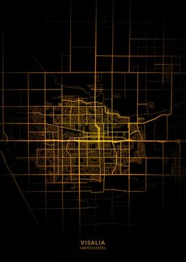 Visalia City Map Gold