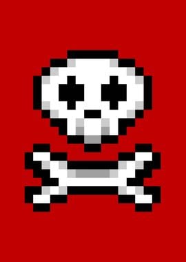 Pixel art skull and bone s