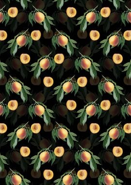 Black Floral Peach Pattern