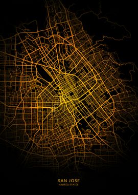 San Jose City Map Gold