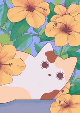 Cat with Flowers