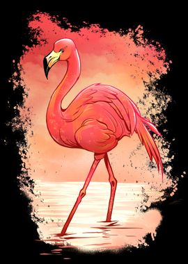 Flamingo Bird in Water