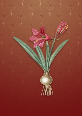 Vintage Hippeastrum on Red