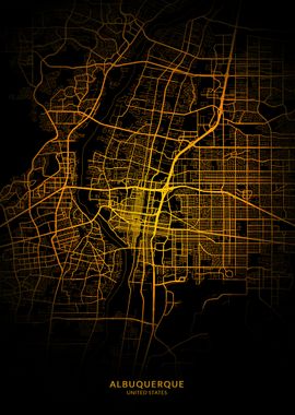 Albuquerque City Map Gold