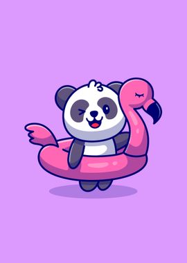 panda with flamingo