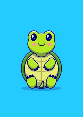 Cute turtle sit cartoon