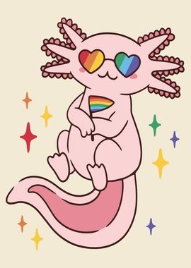 Cute Pride axolotl cartoon