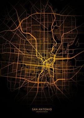 San Antonio City Map Gold