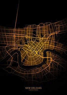 New Orleans City Map Gold