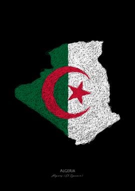 Algeria Moon Star Map Flag