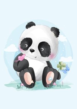 Cute Panda and Butterfly