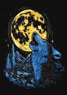 Wolf howl moon Poster