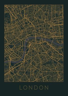 London Gray Orange Map