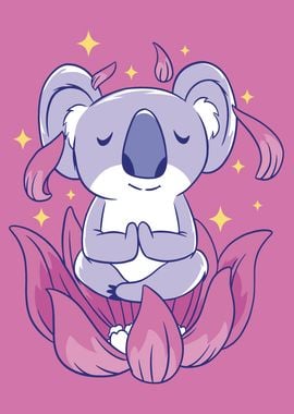 Koala meditation cartoon