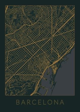 Barcelona Gray Orange Map