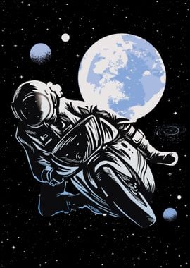 Motorbiker in Space Moon